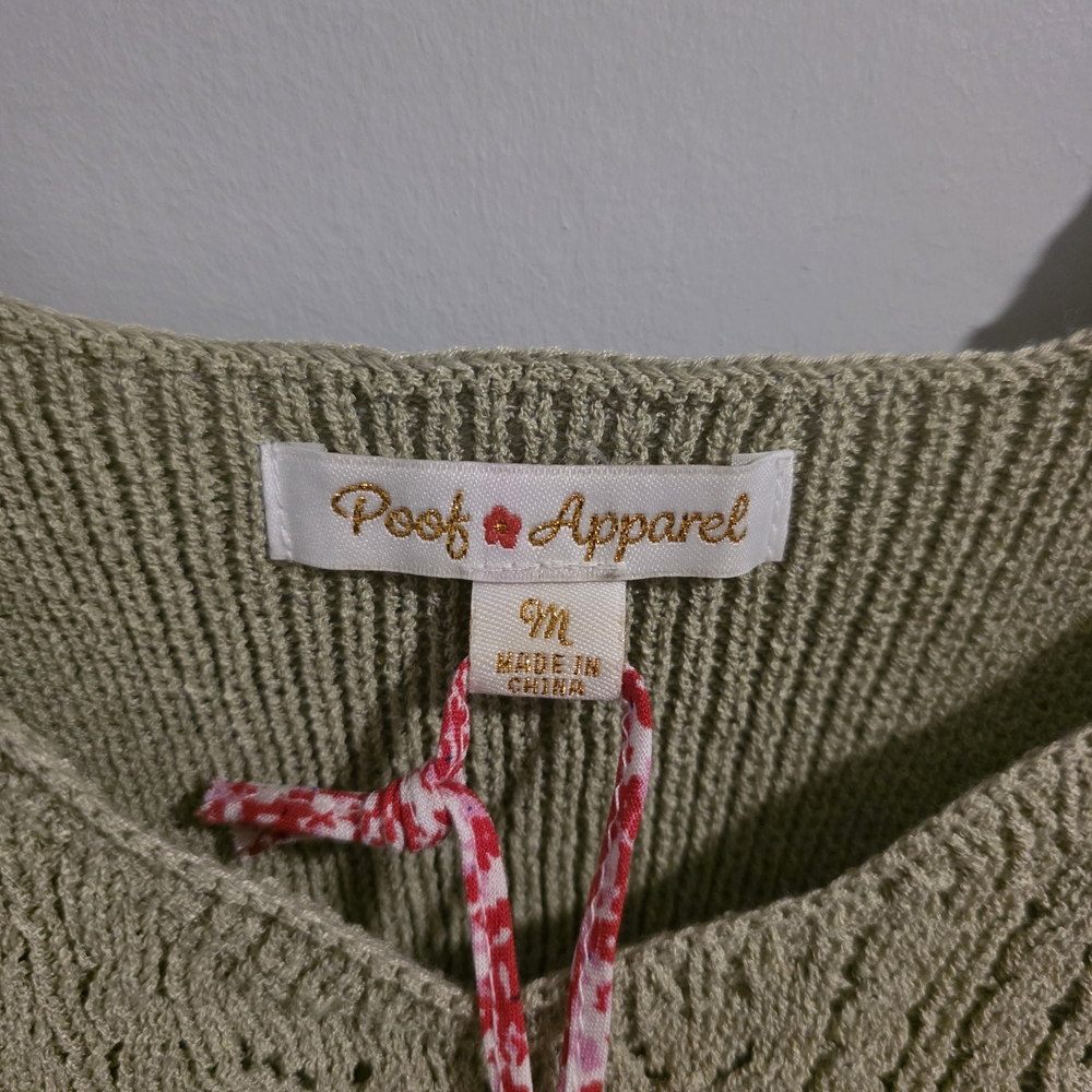 Poof Apparel Sage Green Crochet Tank Top Medium NWT - Picture 4 of 11